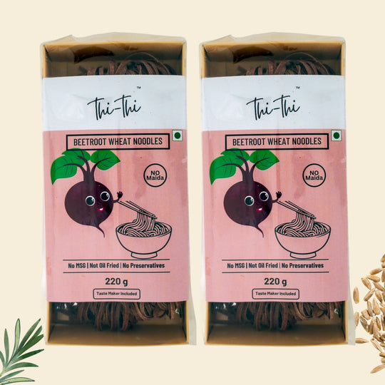Beetroot Wheat Noodles  220g (2 Packs) | No Maida, Non-Fried, No MSG | Includes Tastemaker