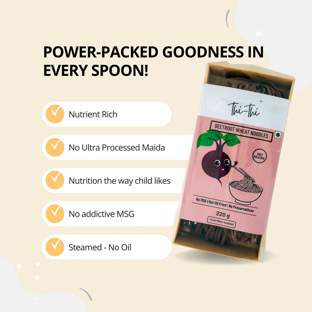 Beetroot Wheat Noodles  220g (2 Packs) | No Maida, Non-Fried, No MSG | Includes Tastemaker