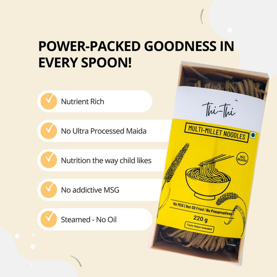 Multi Millet Noodles 220g (2 Packs) | No Maida, Non-Fried, No MSG | Includes Tastemaker